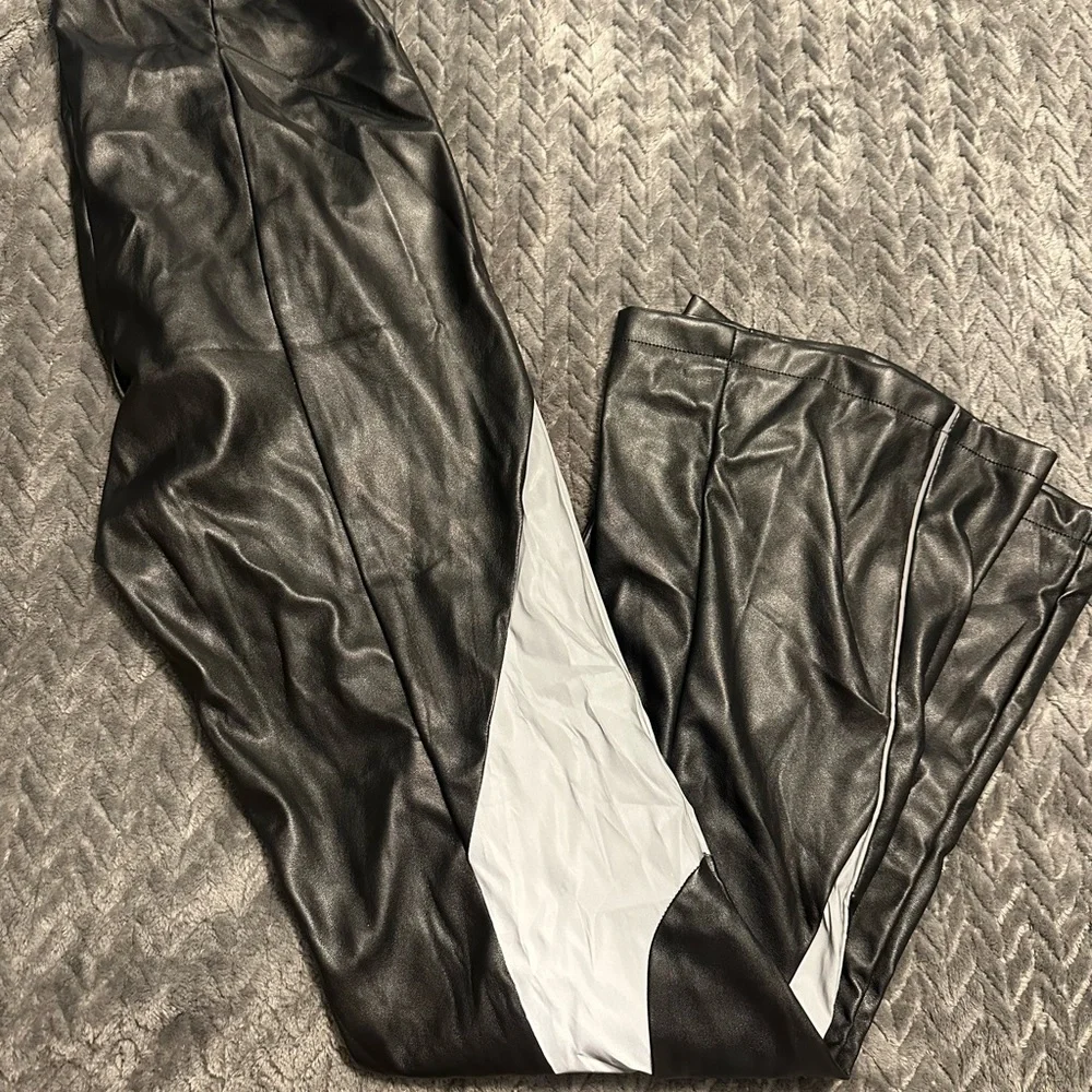 Fashion Nova Black and Silver Flare Pants - Picture 6 of 7
